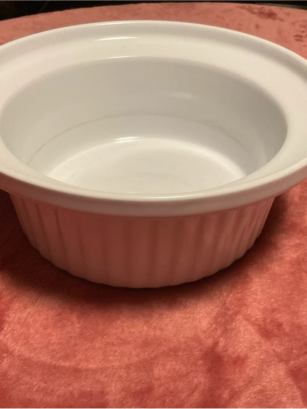 White and Pink Ceramic Baking Dish - Classic Fluted Design